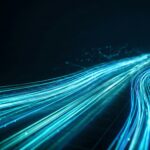 Abstract Digital Highway with Glowing Light Trails – Futuristic Technology Background