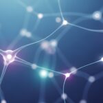 Neural Network Connection: Interconnected Nodes on Blue